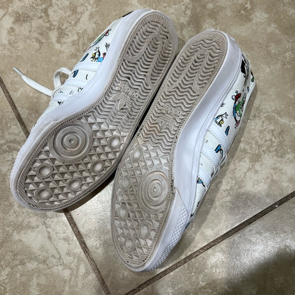 Adidas Disney Nizza Goofy Sneakers - White Ortholite EUC Size 6.5 Men 8.5 Woman - Picture 9 of 9